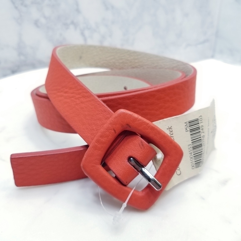 Coldwater Creek Leather Belt Red Womens Large 14-16 Slim Trouser
